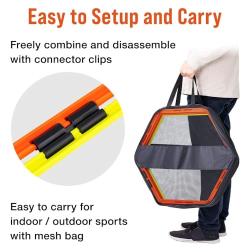 Japard Hex Agility Rings for Speed Training & Agility Footwork Training Speed Hurdles Ladder with Carrying Bag - style: Six (6) rings