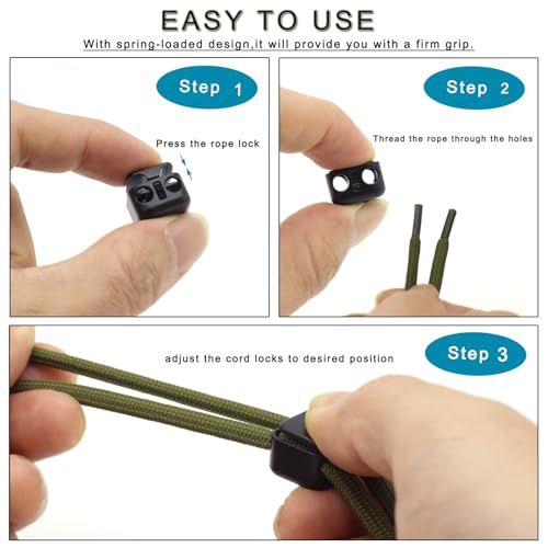 Enosea 12 Pieces Heavy Duty Cord Locks, Double Hole Draw String Clip | Metal Toggle Stoppers for Drawstrings, Shoelaces, Paracord