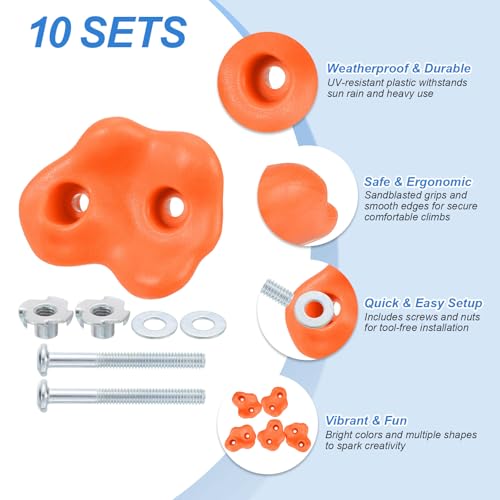 PATIKIL Rock Climbing Holds, Climbing Rock Wall Grips Play Set - color: Orange Red, size: B-Large