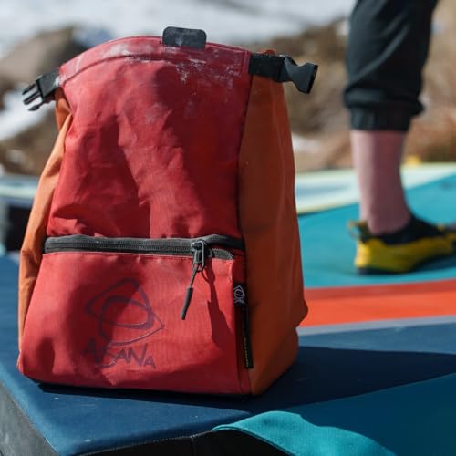 Asana Huckit Chalk Bucket Bouldering - Large XL Chalk Pot with Magnetic Tabs & Inner Buckle - Fleece Lining for Mess Reduction - Expanding Pockets & Brush Holders - Ideal for Climbing - color: Solaris