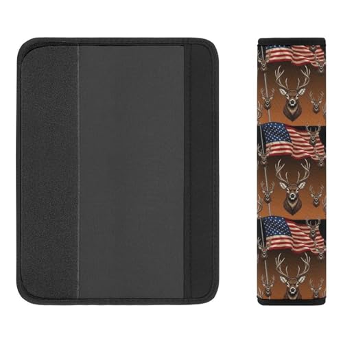 2 Pack American Flag Hunting Deer Car Seat Belt Pad Soft Padded Seat Belt Cushion for Child, Stroller Pushchair High Chair, Shock Absorption - color: Pattern 661