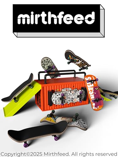 32mm Pro Fingerboard Complete Set | Bearing Wheels | 5 Ply Maple Deck | Anti Skid Grip Tape | Complimentary Tool | Concave Shape - color: Fun Box E : Monstrous Mash