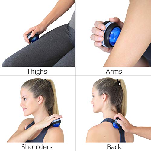 Body Back FSA Eligible Manual Massage Roller Ball | Deep Tissue Roller & Lacrosse Ball - Handheld Massager for Sore Muscles & Joint Pain | 360° Mobility Therapy Ball for Athletes & Fitness Recovery - color: Blue