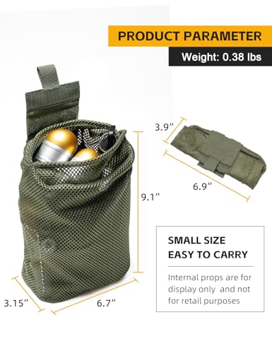 IDOGEAR Tactical Dump Pouch with Adjustable Metal Strip Closure Foldable Mesh Pouches MOLLE Utility Bag Mag Recovery Holster Tactical Belt Vest Backpack Accessories - color: Ranger Green