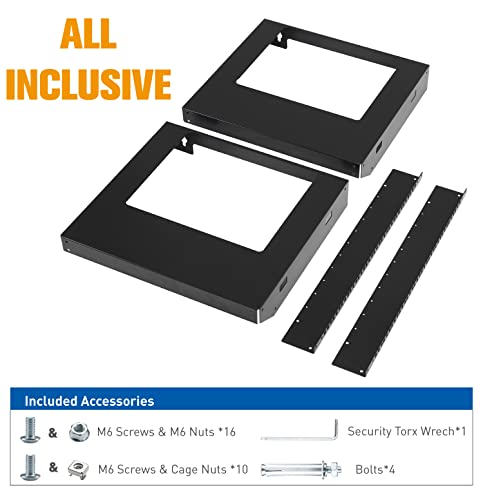 12U Wall Mount Rack Open Frame 19 Inch Server Equipment 2 Post Network Cabinet 18 inches Depth Black by Tedgetal - color: 12U