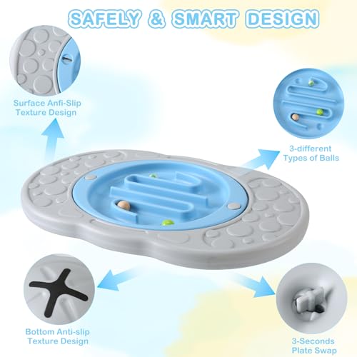 Balance Board with Maze for Kids, Labyrinth Wobble Board Rocking Seesaw Sensory Training with 2 Balls & 2 Replacement Labyrinth Disks, Non-Slip Pedals Indoor Outdoor for Boys Girls - size: Small
