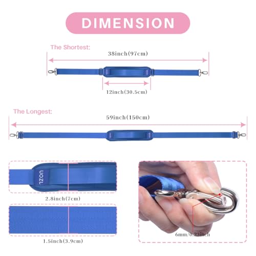 59 Inch Shoulder Straps, Soft with Ultra-Thick Fixed Shoulder Pad, Two Way Independently Adjustable Buckle Replacement Straps for Laptop Bag Messenger Bag Tool Bag Luggage,Blue - color: Blue, size: 59 inch
