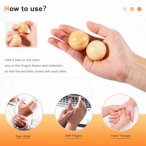 Learay 2Pcs Baoding Balls, Boading Balls for Hand Therapy, Beige, 1.57 inch | Chinese Health Exercise Massage Balls with Carry Pouch for Stress Relief Meditation Ball - color: Beige/1.57 Inch