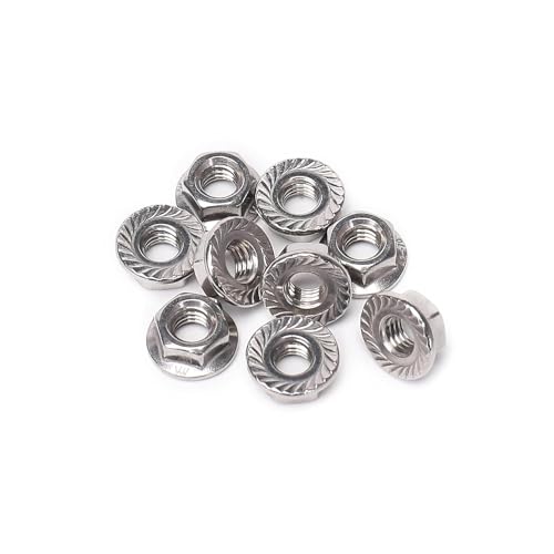 25 Pieces M8 Flange Nuts, M8-1.25mm Serrated Hex Flange Lock Nuts, 304 Stainless Steel,Plain Finish