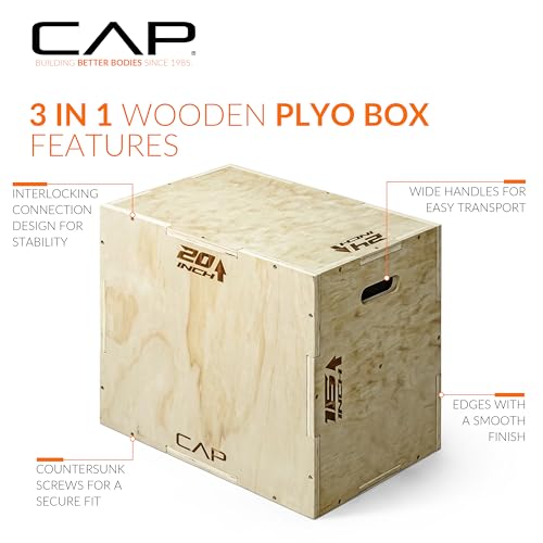 CAP Barbell 3-in-1 Plyometric Box | Multiple Styles and Sizes - size: 24in x 20in x 16 in, style: WOOD