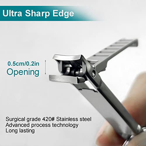 Nail Clippers for Natural Finger Nails Ultra Thin Mini Travel Portable Folding Wide Jaw Cutter with Glass Nail File Curved Trimmer for Fingernail Toenail, with Keychain(X021DB-S) - size: Mini
