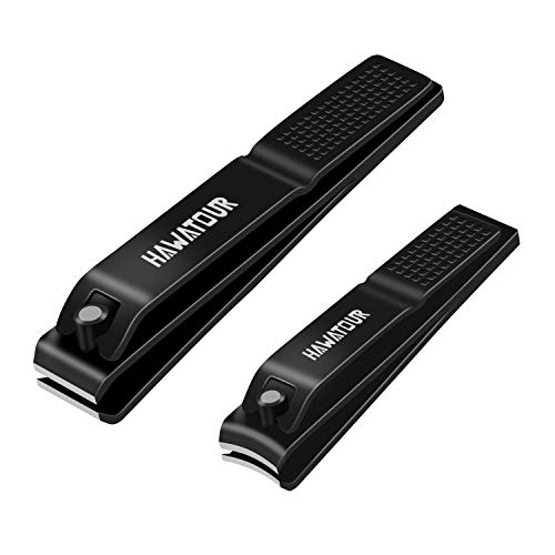 Nail Clippers Set with Visibly Tin Case, Black | Ultra Sharp, Sturdy Fingernail and Toenail Clipper Cutters - color: Black