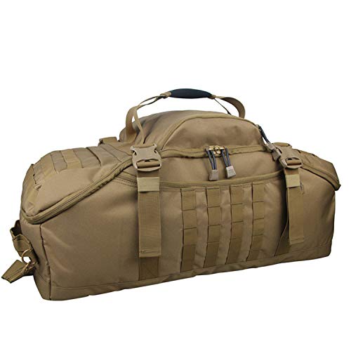 3 in 1 Tactical Travel Duffel Bag Backpack, Heavy Duty Gym Bag coyote | Waterproof 600D nylon, internal collapsible dividers, weekend overnight travel, gym workout, camping luggage, 45L - color: Coyote, size: 45L,(23x12x9)Inches