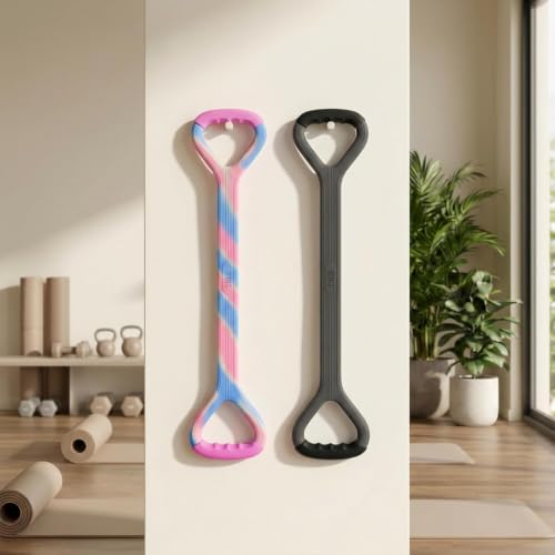 Figure 8 Resistance Band with Handles, Elastic Bands for Working Out,Arm,Back,Shoulder Training Elastic Ropes - color: Colorful & Gray