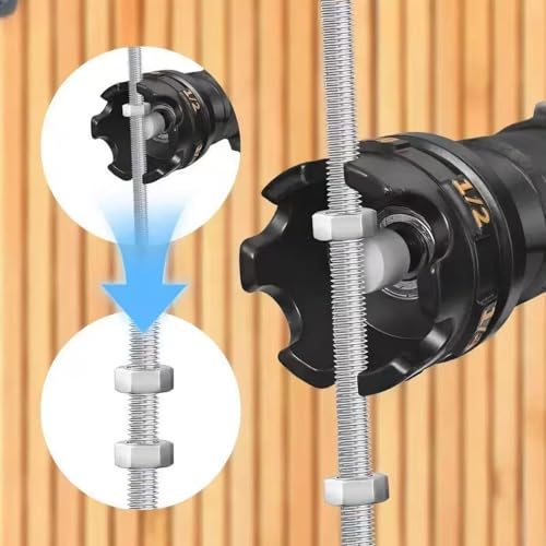 Threaded Rod Nut Driver Tool - Fits 1/4" 3/8" 1/2" Impact Drill, Quick Spinning Bolt Extractor & Nut Drill Attachment for Conduit, Strut System, Electrical Rack, Pipe & HVAC Installations