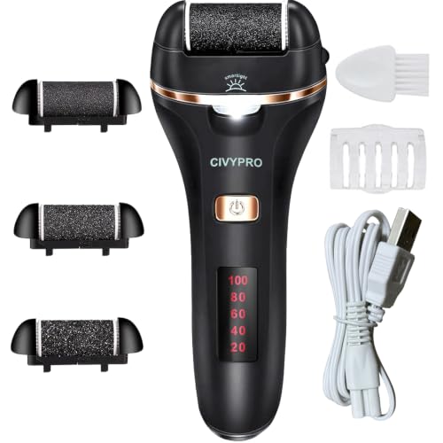 Electric Foot Callus Remover- Long Service Time, Rechargeable Electronic Foot File- Ideal Gift, Professional Pedicure Tools, Waterproof Foot Scrubber, Pedicure Kit Feet Care for Dead Skin (Black) - color: Black