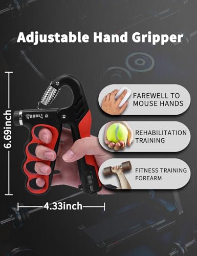 ProGrip Strength Trainer with Auto-Count & Wide Adjustment (11-220 LBS) –Hand Strengthener Kit for Home Gym, Forearm Building & Recovery Training