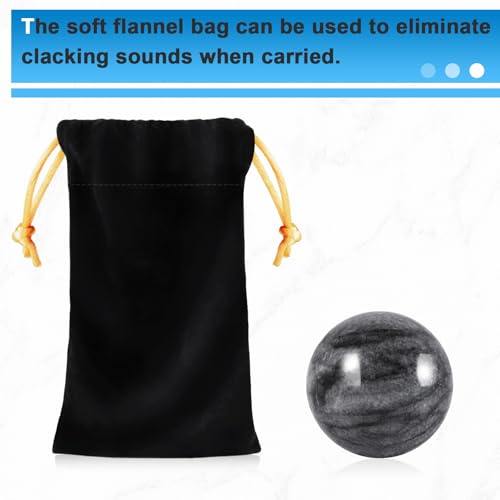 Learay 2Pcs Baoding Balls, Boading Balls for Hand Therapy, Gray, 1.57 inch | Chinese Health Exercise Massage Balls with Carry Pouch for Stress Relief Meditation Ball - color: Gray/1.57 Inch