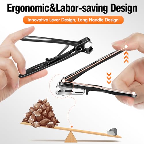 Nail Clippers for Men Thick Nails, Toenail Clippers for Thick Toenails with 16mm Wide Jaw Opening, 360 Degree Rotary Fingernail Clippers Nail Cutter Set for Seniors Long Handle Gifts for Men Women - style: 360 Degree Rotary Clippers Set