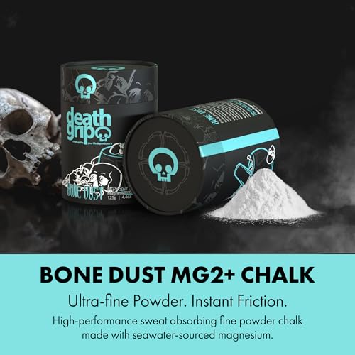 Death Grip Bone Dust MG2+ Climbing Chalk – 125g Fine Powder Magnesium Carbonate from Solar Seawater – High-Performance Hand Chalk for Climbing, Bouldering, Weightlifting, Gymnastics & Training