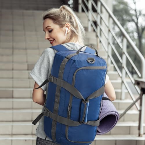 G4Free Gym Bag for Women Men Duffle Backpack with Shoe Compartment Water Resistant Travel Weekender Bag - color: Blue