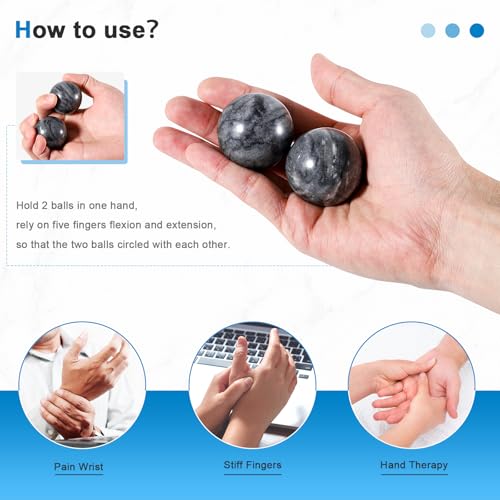 Learay 2Pcs Baoding Balls, Boading Balls for Hand Therapy, Gray, 1.57 inch | Chinese Health Exercise Massage Balls with Carry Pouch for Stress Relief Meditation Ball - color: Gray/1.57 Inch