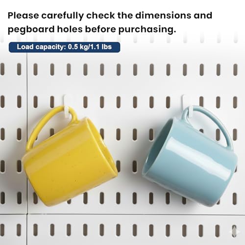 Plus tard 20-Pack Pegboard Hooks Compatible with IKEA Skadis | Secure-Locking Design Repositions Quickly and Organizes Small Tools or Supplies without Scratching Panels