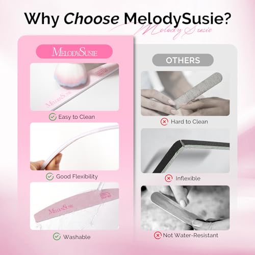 MelodySusie 7Pcs Nail Files 100/180 Grit Emery Boards Pink & Purple | 2 Standard 5 Mini Mixed-Shape, Double Sided, Acrylic Gel Natural Nails, Home and Salon Care - size: 7Pcs Half-moon Shape