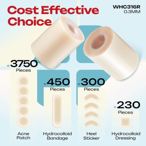 LIFARA Hydrocolloid Roll for Wound Care - Cut-to-Size, Extra Large Hydrocolloid Patch Bandages with Self-Adhesive, Waterproof, First Aid Kit Essential (3in*16ft, 11.8mils/ 0.3mm Thickness) - size: 3in*16ft, 11.8mil/ 0.3mm Thickness
