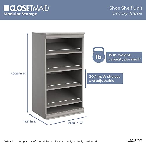 ClosetMaid Modular Storage Shelf Unit with Angled Shoe Shelves, Taupe - color: Taupe