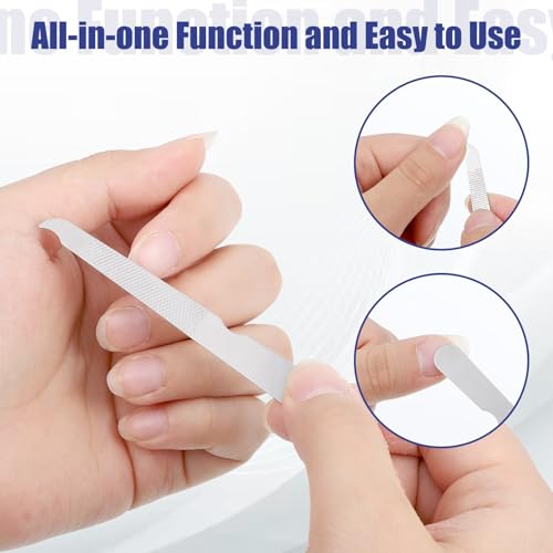 12 Pcs Metal Nail Files, Fingernail Files 3.6’’ Stainless Steel Thin Durable Nail File with Curved Sharp Pointed Tip Fingernail File