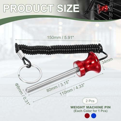 Weight Stack Pin, Weight Gym Pin Strength Training Equipment Replacement with Pull Rope for Commercial Home - color: Blue/Red, size: 0.3 x 3.1 Inch