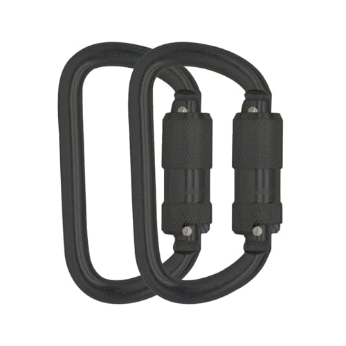 Heavy Duty Carabiner 30KN(6500LBS) Auto Locking Climbing Carabiners Clips for Rock Climbing,Rappelling,Hunting, Rescue Equipment(CE Rated,D Shape) - color: Black(2Pack)