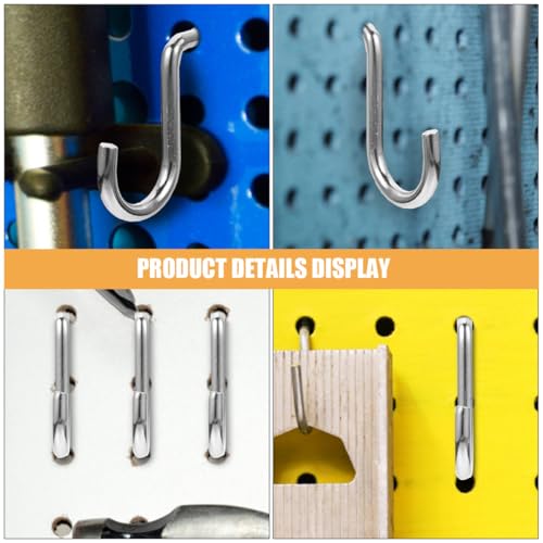 24pcs Heavy Duty Pegboard J Hooks Metal Hanging Board Hooks for Garage Workshop Tool Storage and Industrial Pegboard Accessories