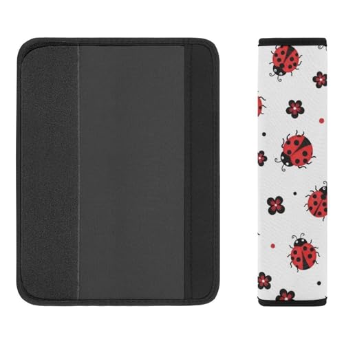 Breathable Seat Belt Shoulder Pad for Adults and Children, Stroller Pushchair High Chair, 2 Pack Cute Ladybug Red White Neck Strap Covers Easy Install (No Tool) - color: Pattern 607
