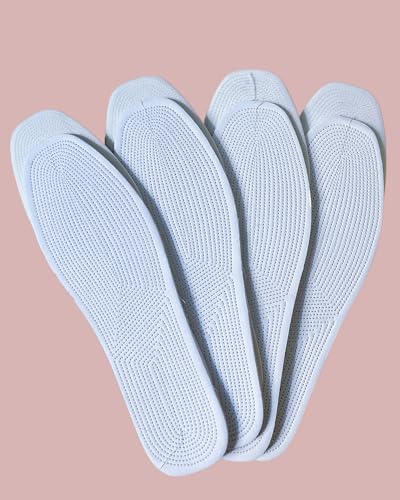 Shoe Insoles for Men Washable & Zero-Drop, 4 Pairs Thick Reusable Cotton Inserts, Breathable Barefoot Pads for Dress Shoes,Derbies,Oxfords & Boat Shoes (White, 9.5 Women / 8.5 Men) - size: 9.5 Women / 8.5 Men