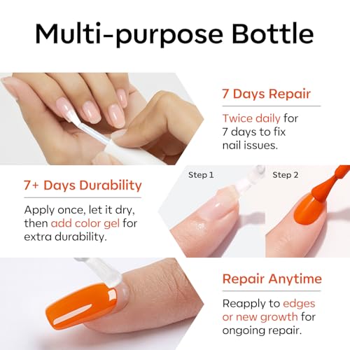 Modelones Nail Strengthener and Growth, Water-Based Nail Hardener Repair | Nail Hardener Extra Strong and Growth 3-in-1 Clear Nail Repair Mode Strengthening Polish Care Gifts Women 13.5ml 0.46 Fl Oz - color: Clear