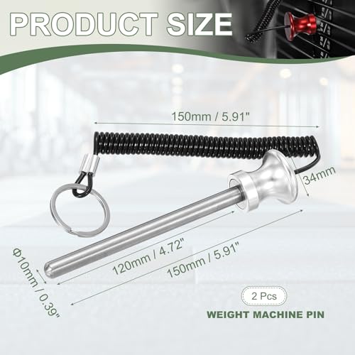 Weight Stack Pin, Weight Gym Pin Strength Training Equipment Replacement with Pull Rope for Commercial Home - color: Silver, size: 0.4 x 4.7 Inch