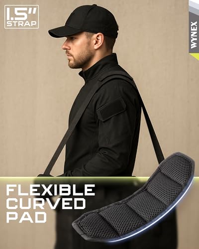 WYNEX Shoulder Strap, 55 inch Universal Bag Strap Replacement with Pad | Single Shoulder Strap with Detachable Thick Pad, Crossbody Bag Strap for Tactical Pouch Tool Bag Messenger Bag Luggage Duffle - color: Black, size: 1.5“ Strap