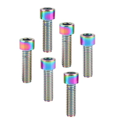 6Pcs Bike Screws M6x10 12 16 18 20 25 30 35mm Stainless Steel Socket Head Cap Allen Hex Bolt (Ranibow, M6 x25mm) - color: Ranibow, size: M6 x25mm