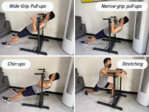 3-in-1 Dip Station, Bulgarian Split Squat & Calf Raise Stand with Heavy Duty Steel Frame | Home Gym Full Body Training Equipment