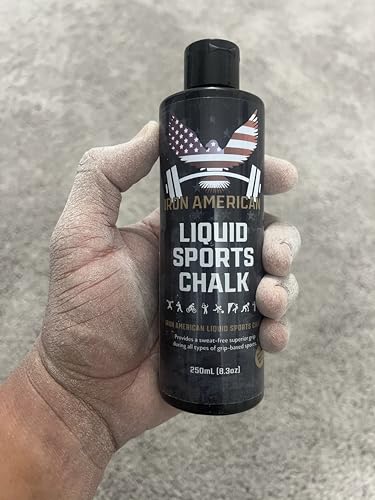 IRON AMERICAN Liquid Chalk - No-Mess Long-Lasting Grip Chalk for Weightlifting, Gymnastics, Rock Climbing, and Fitness Training - Advanced Hand Chalk for Gym - size: 1-PACK (250 mL)