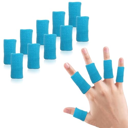 Finger Compression Sleeves, 10 Pcs | Finger Protectors Cots for Arthritis Swelling Basketball Sport, Breathable Elastic - color: Azure