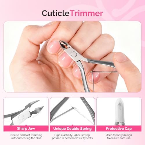 MelodySusie Manicure Tools Kit Nail Care Set | Nail Files, Buffer Blocks,Cuticle Nipper,Busher and Rose Cuticle Oil 28ML for DIY Nail Manicure and Nail Care - size: 11Pcs Rose