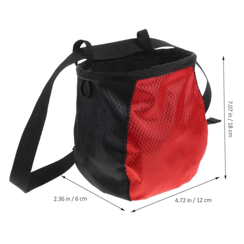 minkissy Outdoor Climbing Chalk Bag Waist Pouch Non-Slip Red Black for Rock Climbing, Weightlifting and Gymnastics, Sturdy Powder Storage with Adjustable Belt for Sports and Fitness