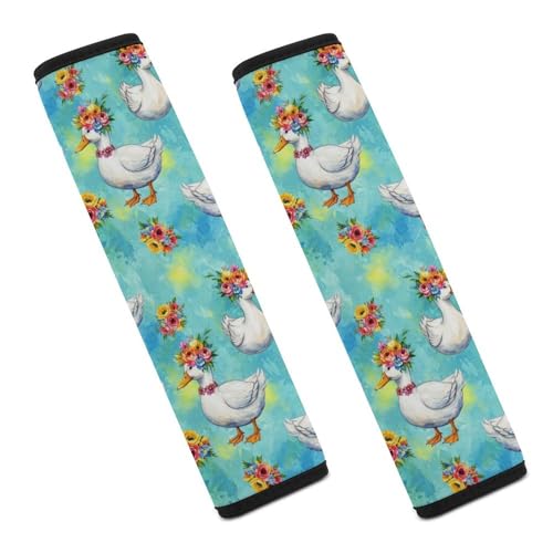 2 Piece Flowers Duck Floral Car Seat Straps Shoulder Pads Universal Fit Automotive Seat Belt Protector for Kids, Car Seats Pushchair Strollers High Chair Pushchair - color: Pattern 669