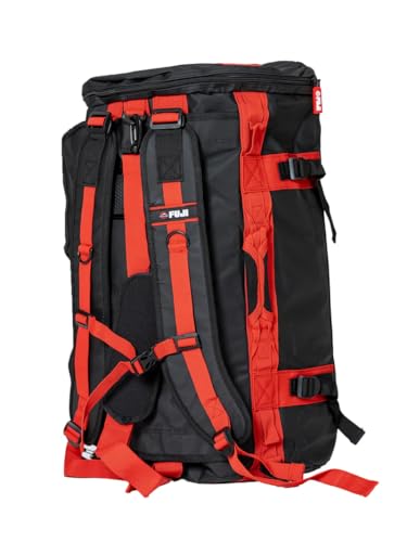 FUJI Unisex Convertible Duffle Backpack, Water-Resistant (Not Waterproof), Multi-Functional Luggage Gym Bag for Men and Women - color: Black/Red