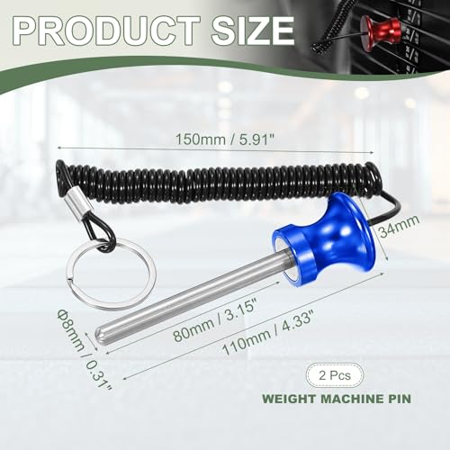 Weight Stack Pin, Weight Gym Pin Strength Training Equipment Replacement with Pull Rope for Commercial Home - color: Blue, size: 0.3 x 3.1 Inch