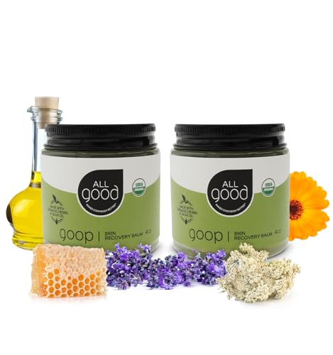 All Good Goop Organic Skin Care Recovery Balm - All Purpose Ointment w/Calendula, Lavender, Beeswax - Chafing Cream, Dry Skin Salve, Cracking Lip Moisturizer - Soothes, Hydrates & Calms - 4oz, 2-pack - size: 4 Ounce (Pack of 2)