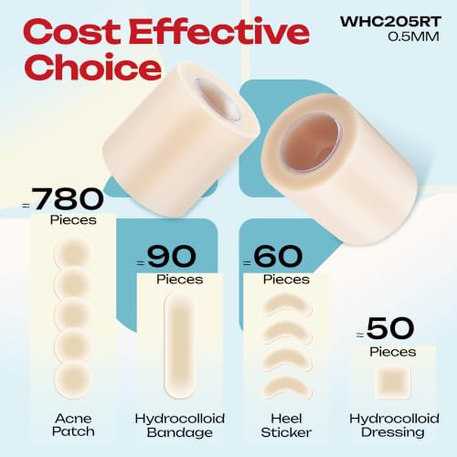 LIFARA Hydrocolloid Roll for Wound Care - Cut-to-Size, Extra Large Hydrocolloid Patch Bandages with Self-Adhesive, Waterproof, First Aid Kit Essential (2in*5ft, 19.7mils/ 0.5mm Thickness) - size: 2in*5ft, 19.7mil/ 0.5mm Thickness